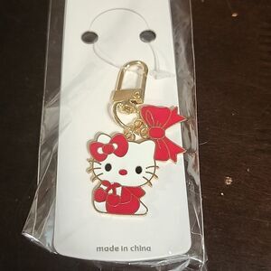 HELLO KITTY NWT Red/Gold Tone Key Chain/Bag Charm